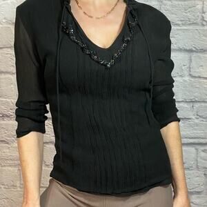 Y2K silk beaded blouse